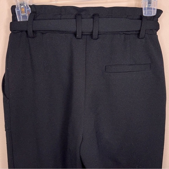 SMALL JUNIORS DEREK HEART BLACK PANTS  PAPERBAG PANTS STRETCH BELTED - Picture 3 of 9